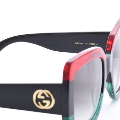 Gucci Square Frame GG0083S Sunglasses Glitter Red Black Green 6 of 8
