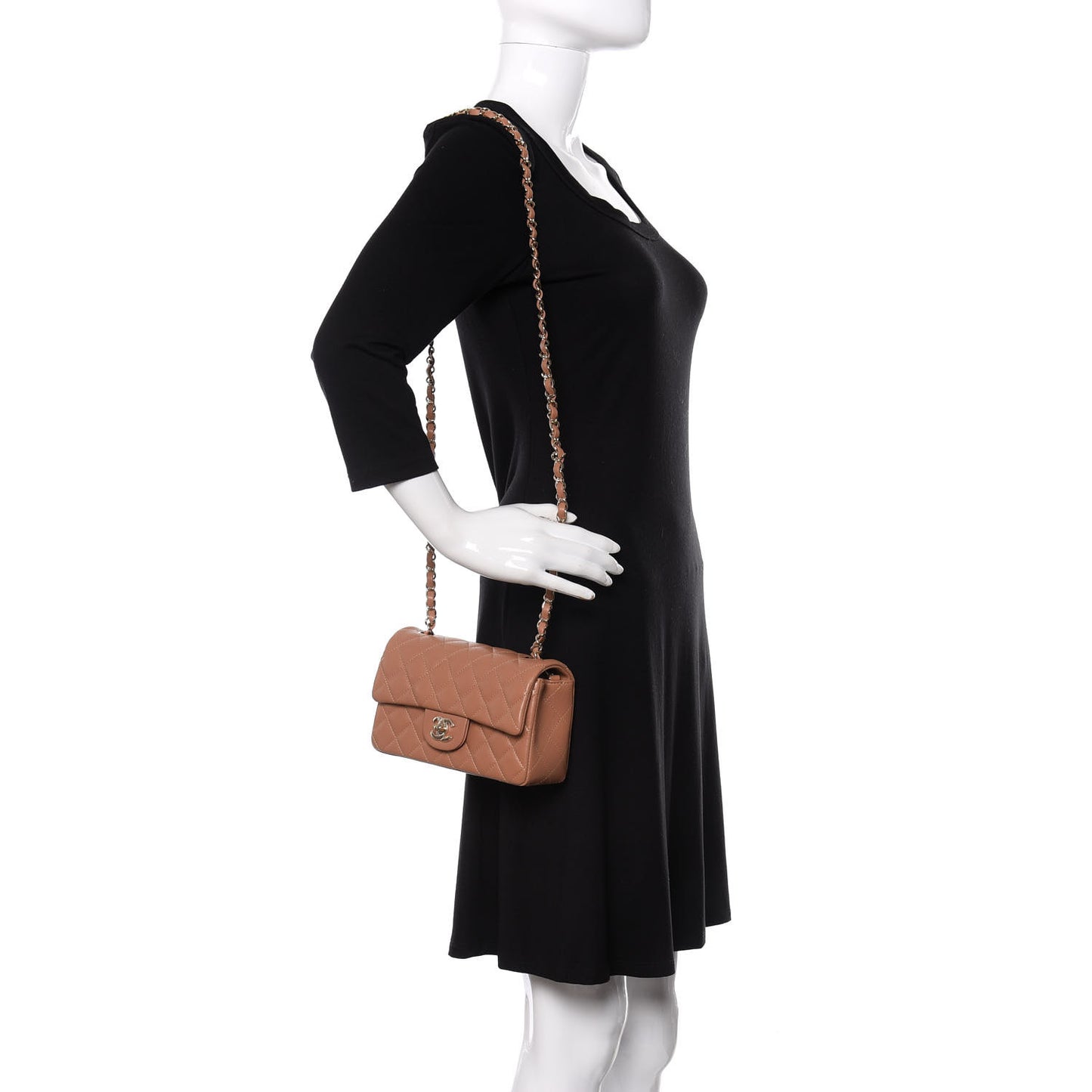 Lambskin Quilted Mini Rectangular Flap Brown