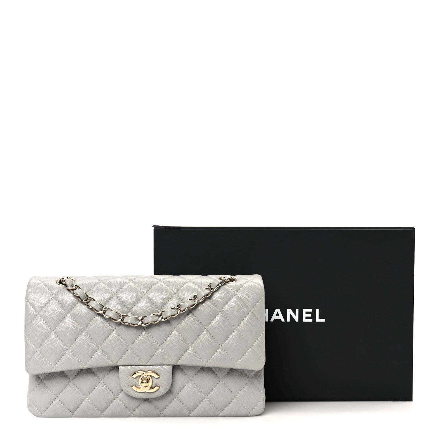 Chanel Caviar Quilted Medium Double Flap Grey 12 of 12