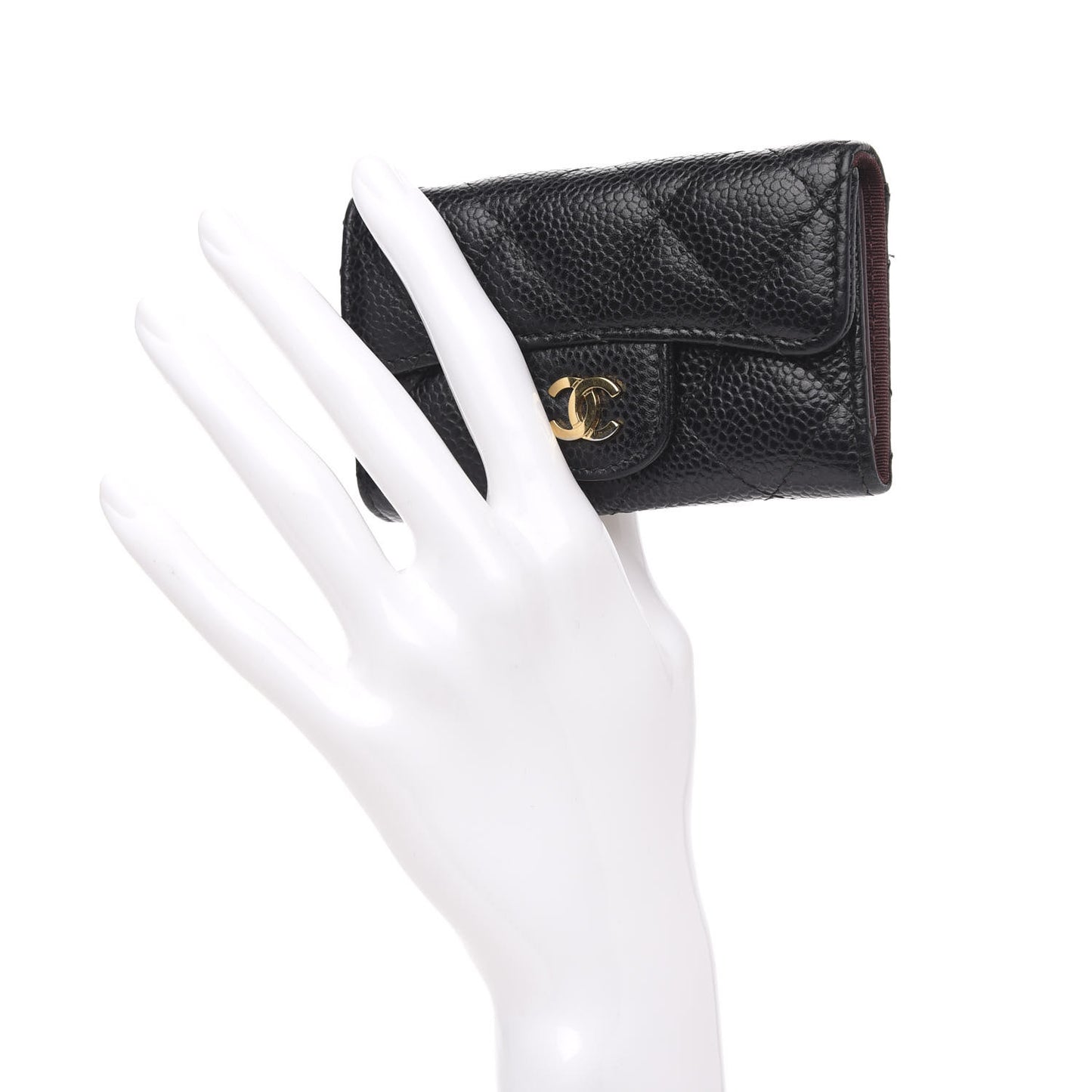 Caviar Quilted 6 Key Holder Black