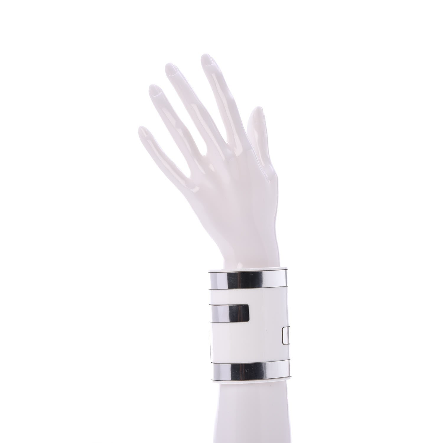 Fendi Resin Cuff FF Bracelet White Silver 2 of 4
