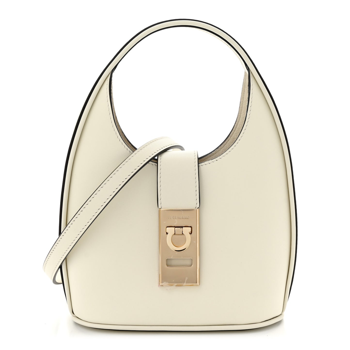 Soft Calfskin Mini Gancini Hobo Mascarpone