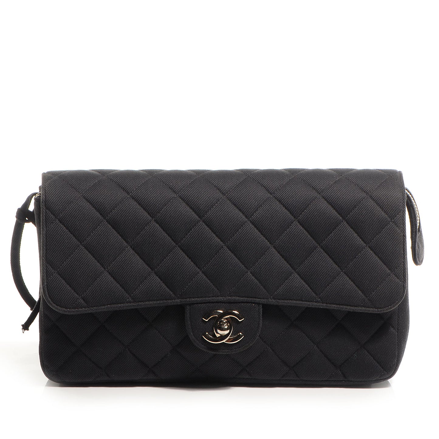 Nylon Quilted Flap Backpack Black