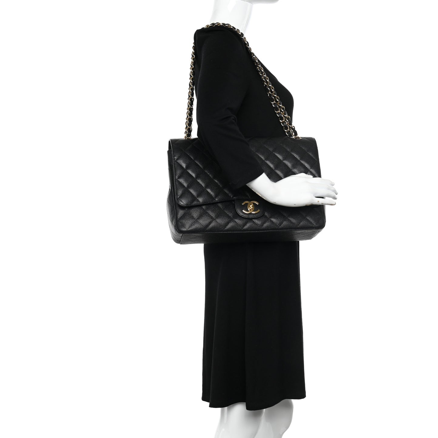 Caviar Quilted Maxi Double Flap Black