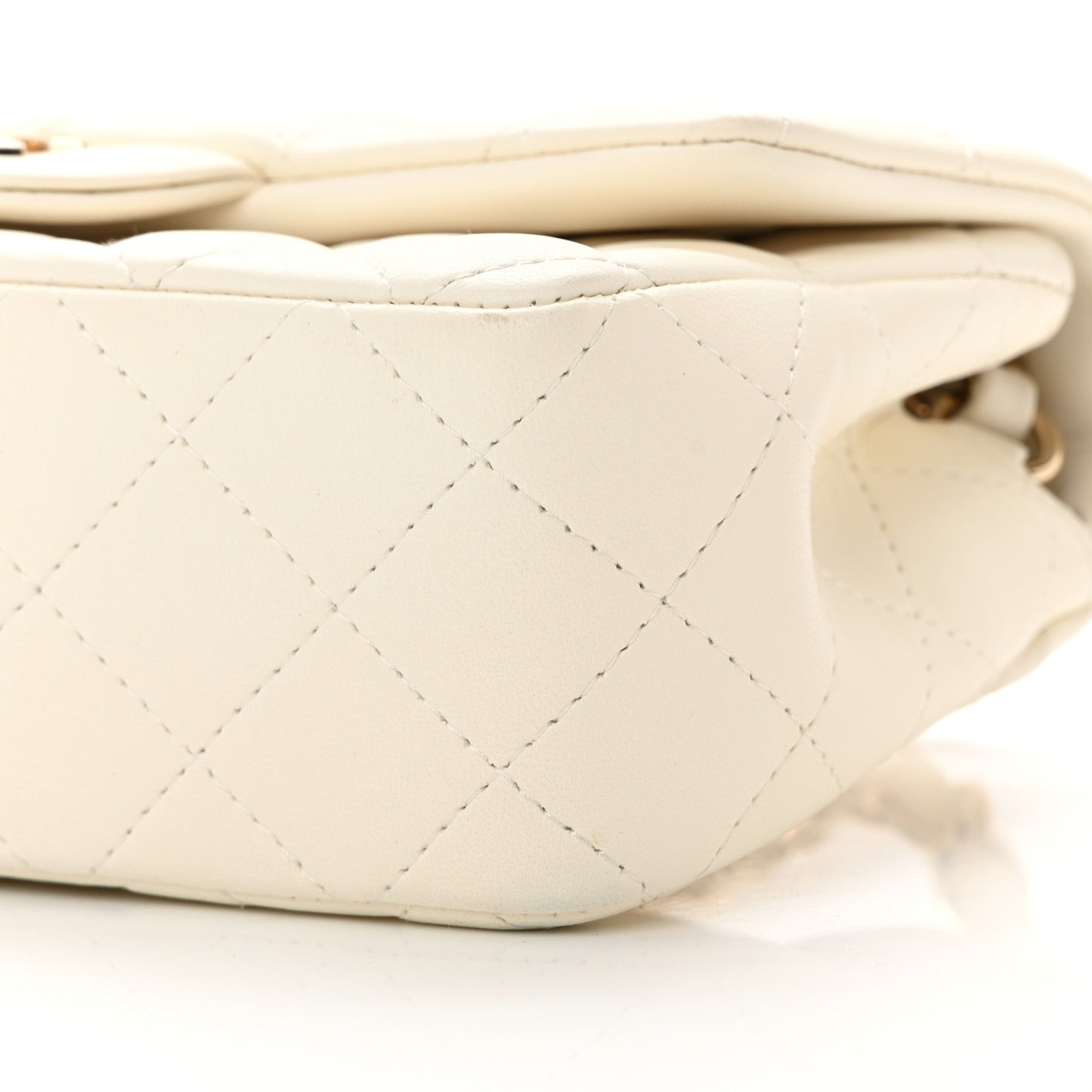 Lambskin Quilted Mini Rectangular Flap White
