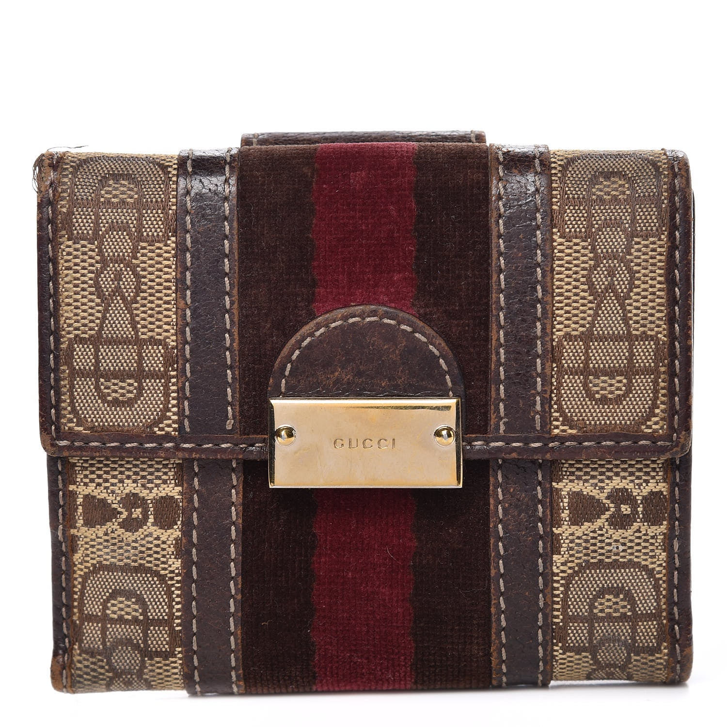 Gucci Horsebit Canvas Treasure Compact Wallet Dark Brown 1 of 18