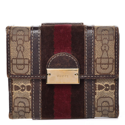 Gucci Horsebit Canvas Treasure Compact Wallet Dark Brown 1 of 18