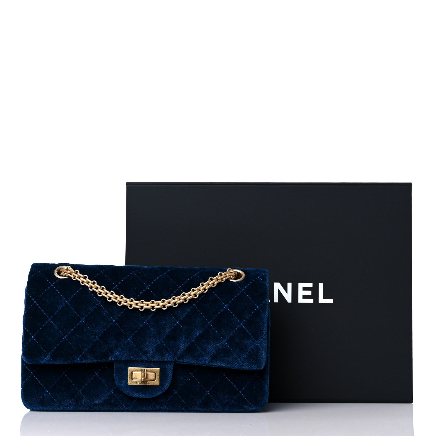 Chanel Velvet Quilted 2.55 Reissue 225 Flap Blue 10 of 10