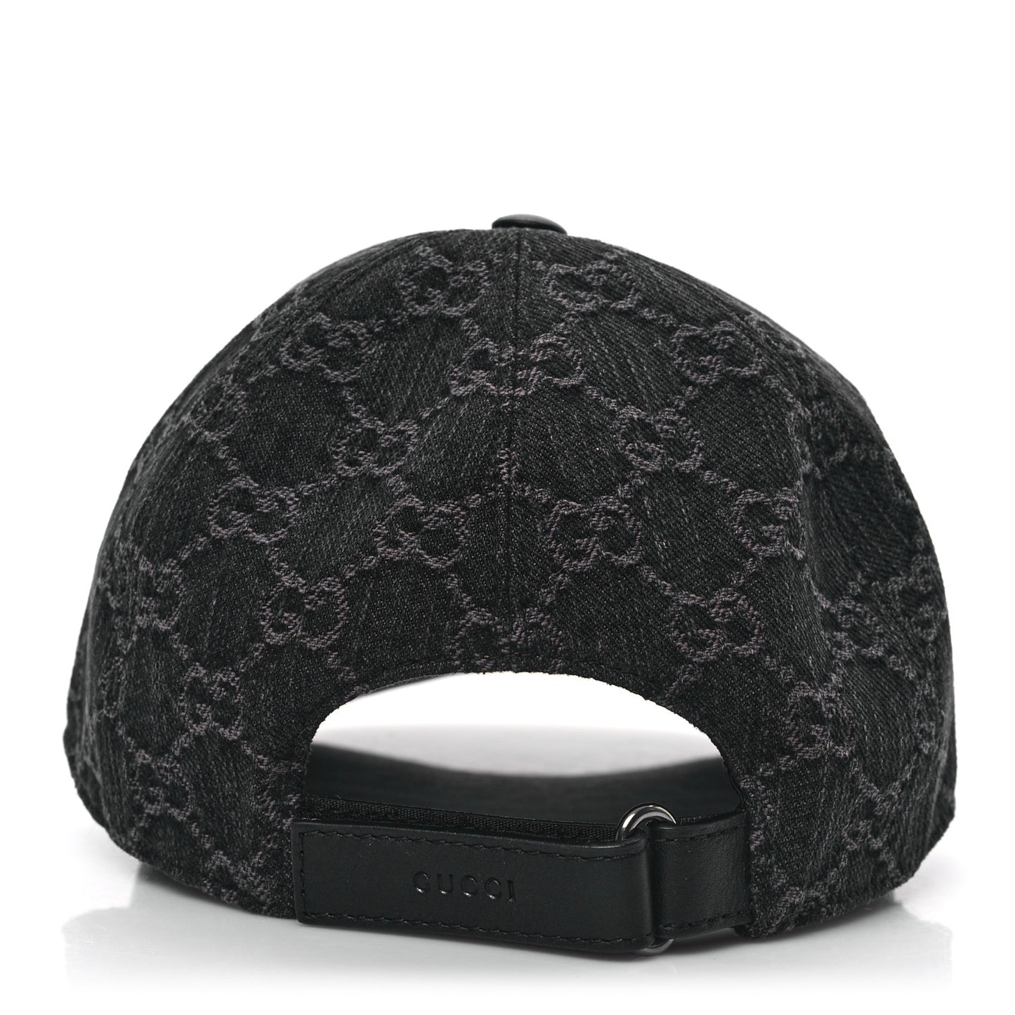 Denim Calfskin GG Monogram Baseball Hat S Black Grey