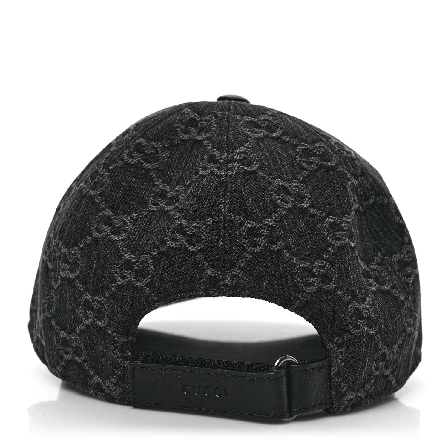 Gucci Denim Calfskin GG Monogram Baseball Hat S Black Grey 5 of 9