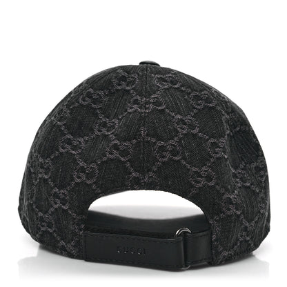 Gucci Denim Calfskin GG Monogram Baseball Hat S Black Grey 5 of 9