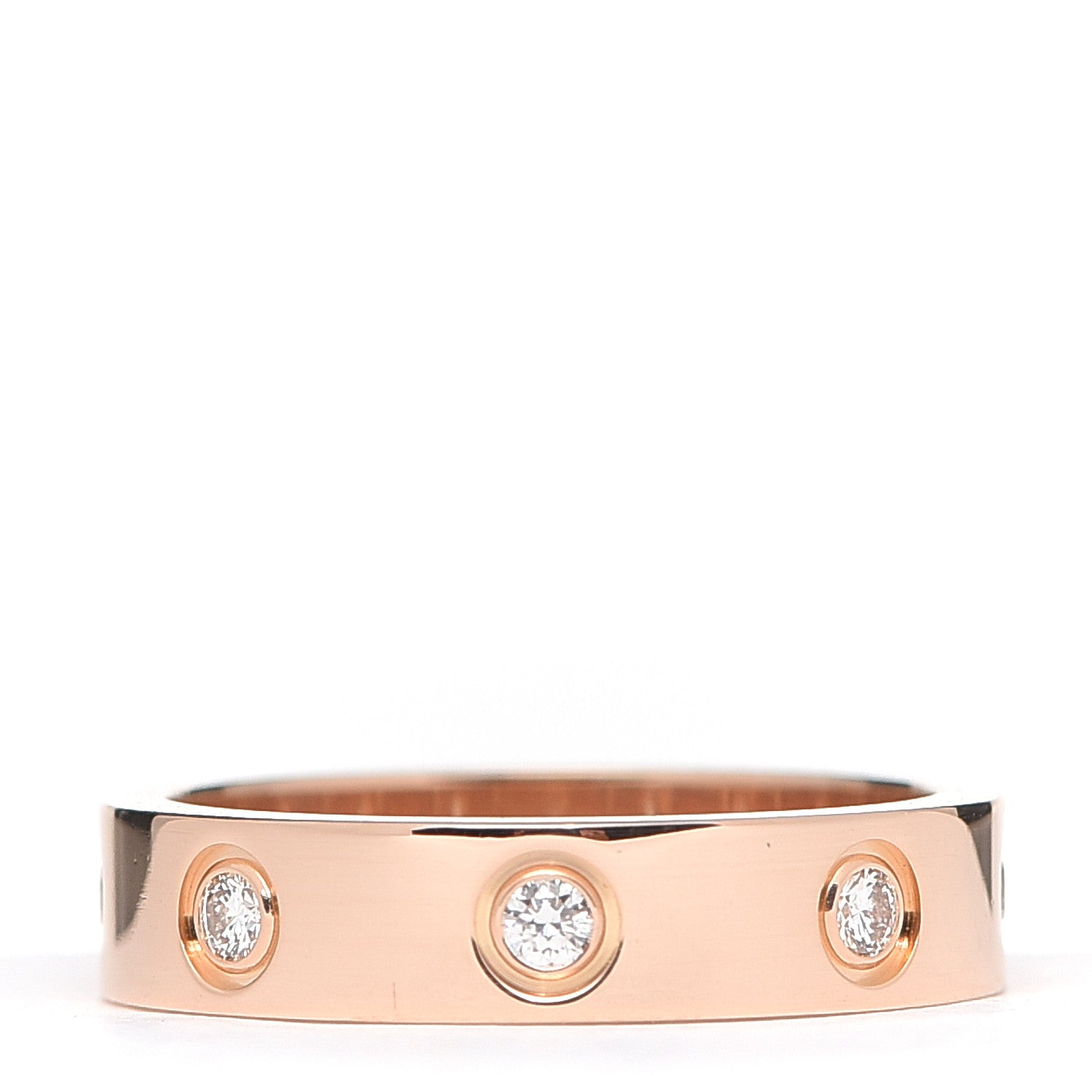 Cartier 18K Pink Gold 8 Diamond 4mm LOVE Wedding Band Ring 48 4.5 3 of 6