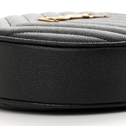 Saint Laurent Grain De Poudre Matelasse Chevron Quilted Round Vinyle Camera Bag Black 10 of 11