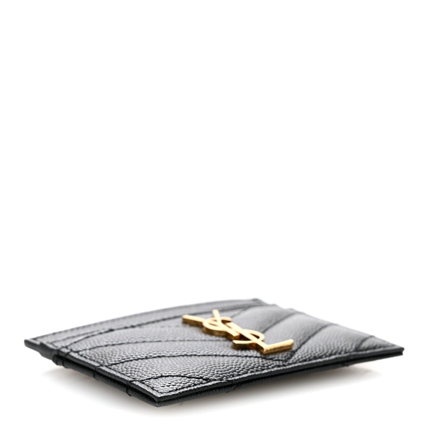 Grain De Poudre Matelasse Chevron Monogram Credit Card Case Black