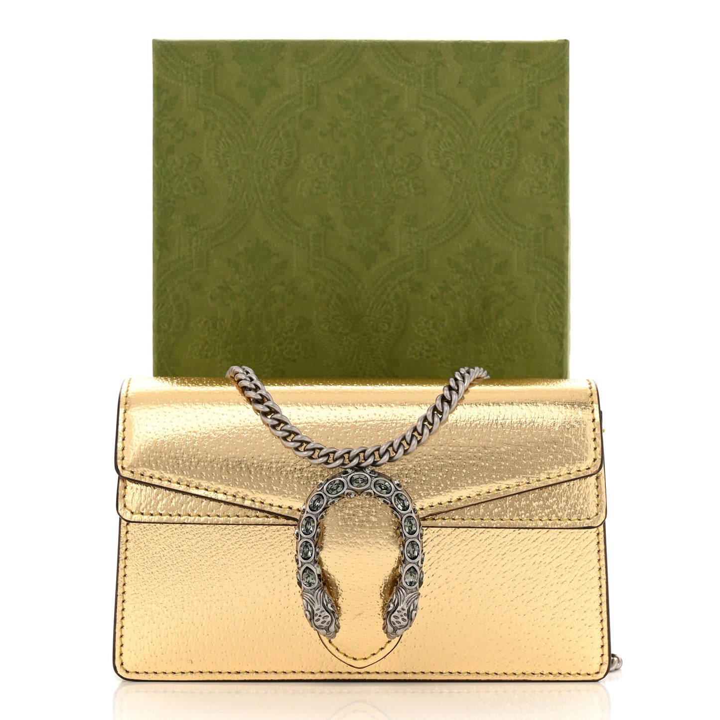 Metallic Calfskin Super Mini Dionysus Shoulder Bag Gold