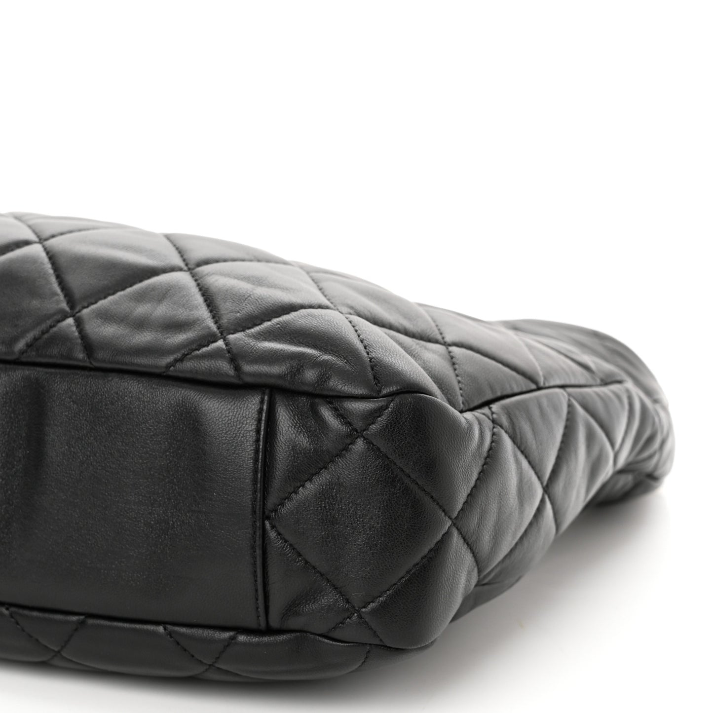 Lambskin Quilted Large CC Funky Town Hobo Black