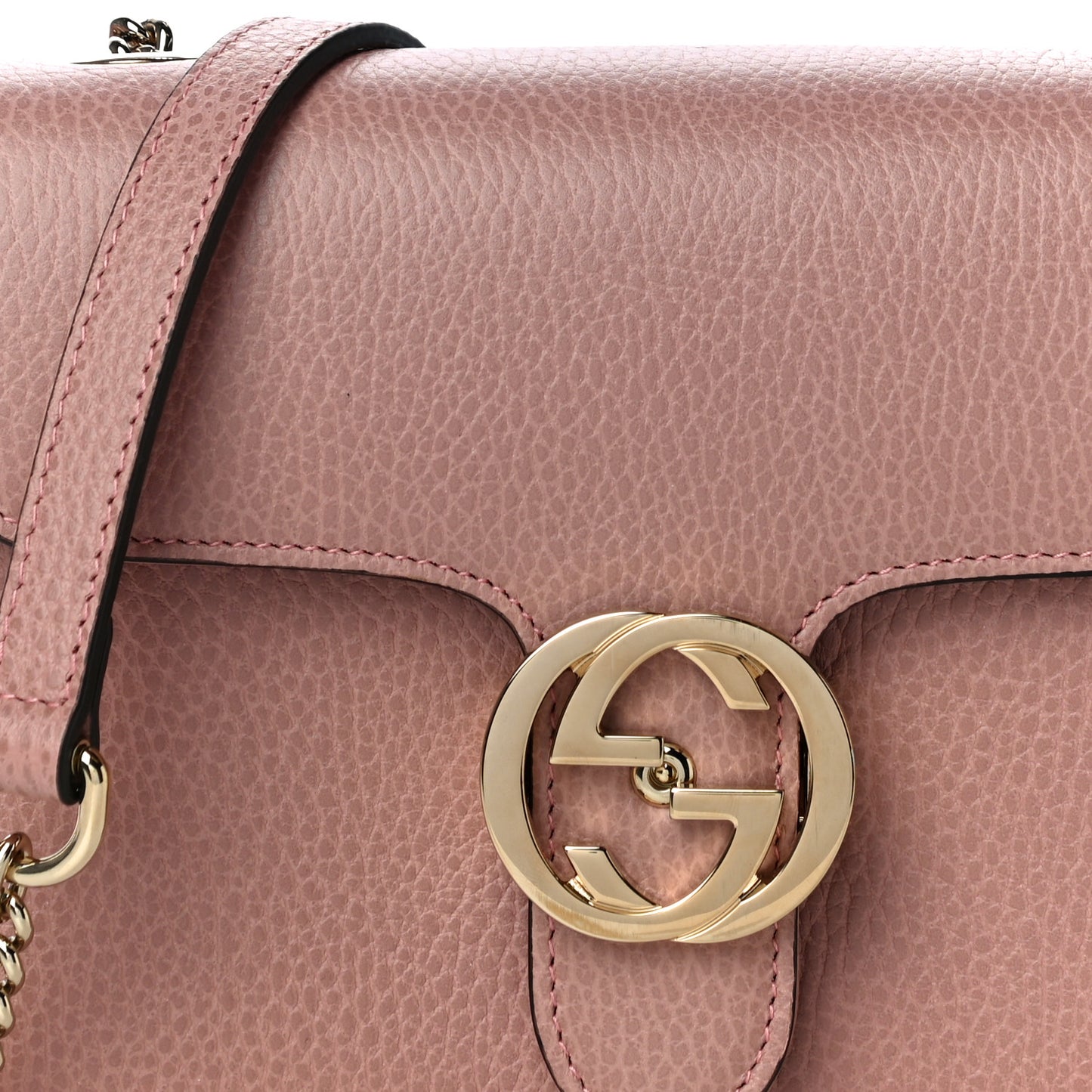 Dollar Calfskin Small Interlocking G Shoulder Bag Soft Pink