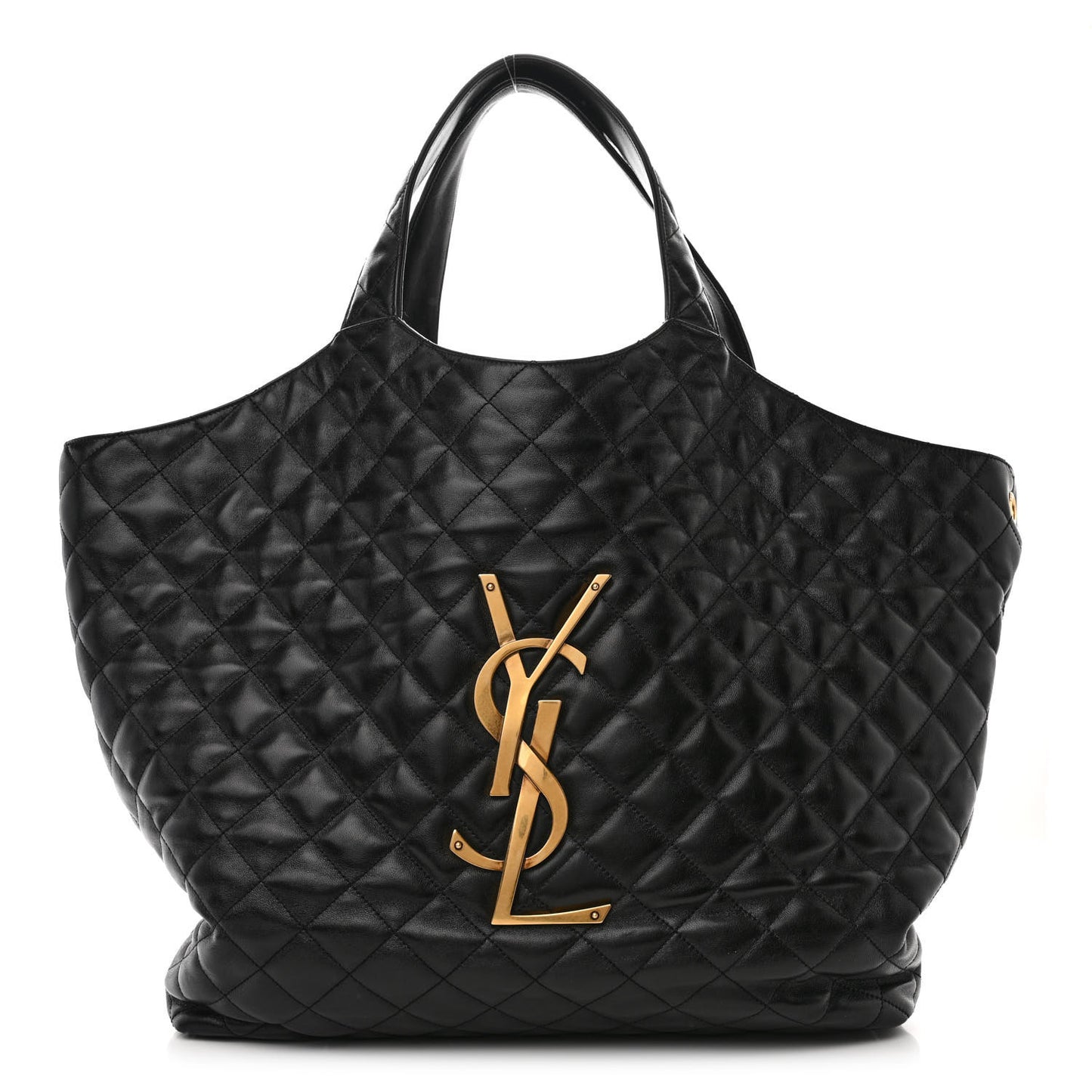 Lambskin Quilted Maxi Icare Shopping Tote Black