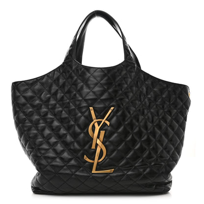 Saint Laurent Lambskin Quilted Maxi Icare Shopping Tote Black 1 of 11