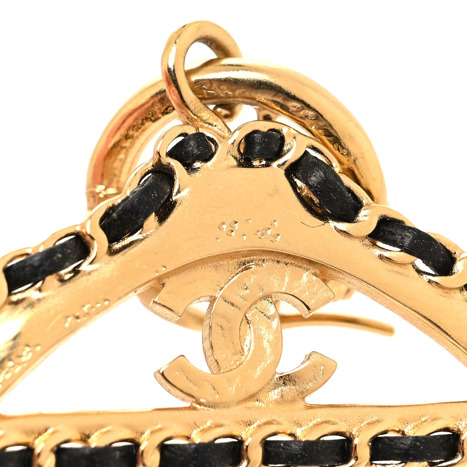 Chanel Lambskin Enamel CC Hanger Dangle Earrings Gold 5 of 6