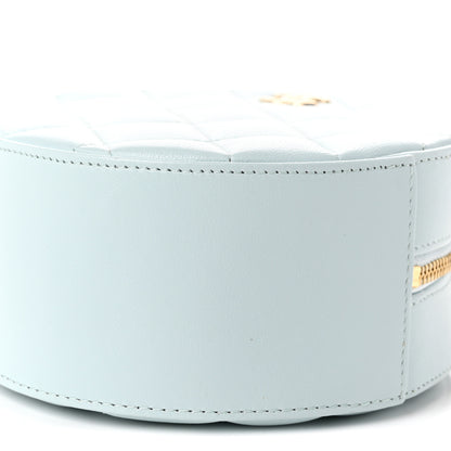 Chanel Iridescent Lambskin Quilted Coco Bow Round Clutch With Chain Light Blue 10 of 10