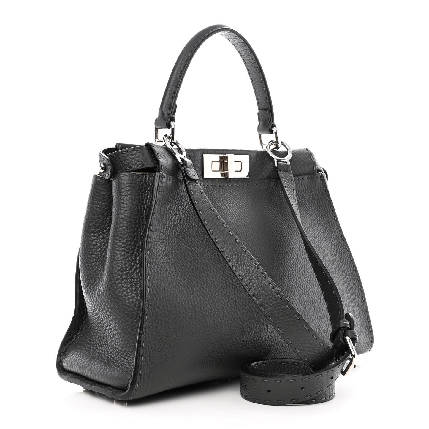 Cuoio Romano Selleria Bi-Color Medium Peekaboo Iconic Satchel Asfalto Latte