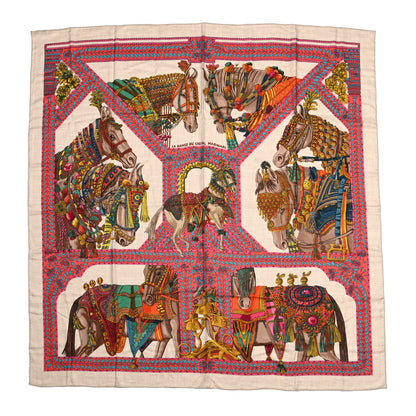 Hermes Cashmere Silk La Danse Du Cheval Marwari Shawl 140 1 of 5
