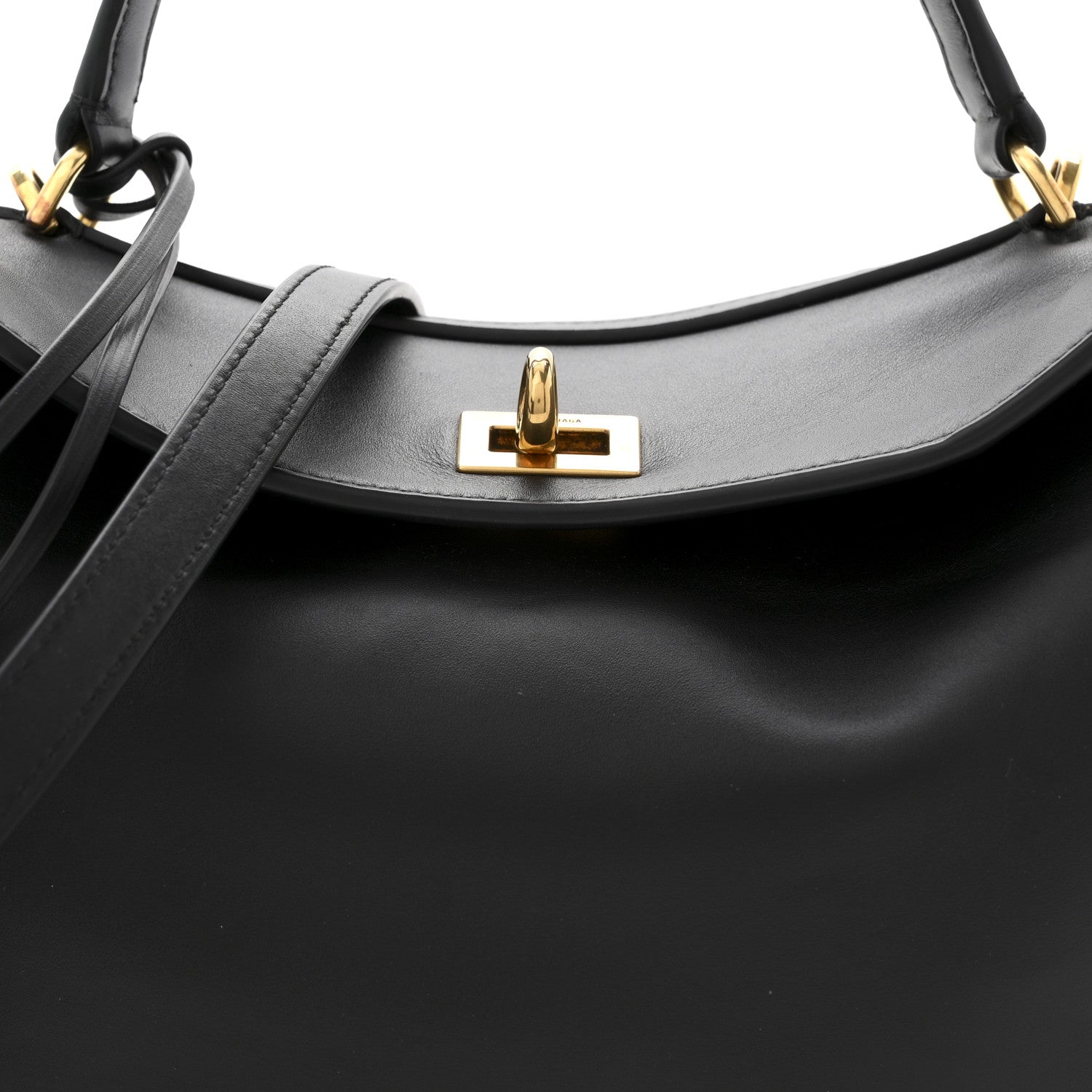 Balenciaga Natural Smooth Calfskin Small Rodeo Top Handle Handbag Black 8 of 10