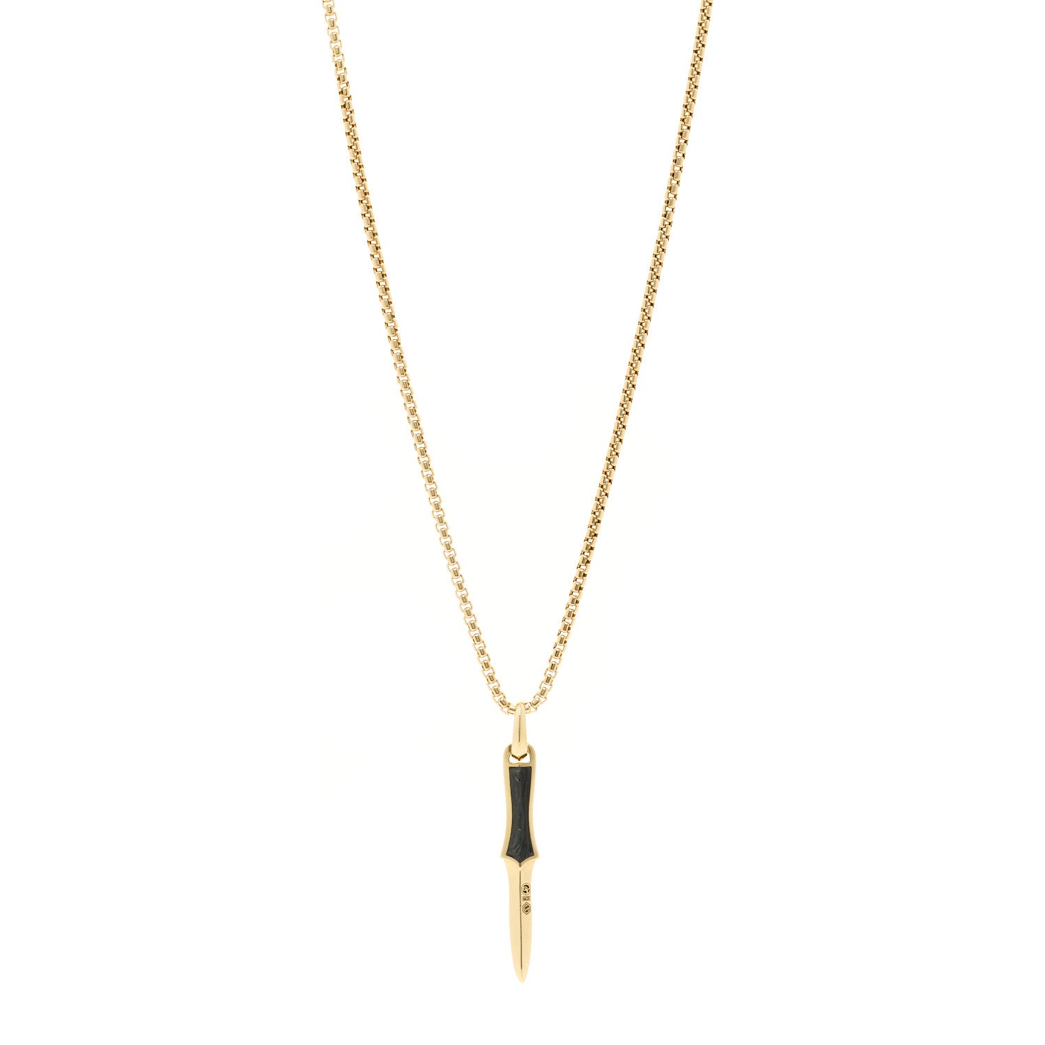 David Yurman 18K Yellow Gold Forged Carbon Dagger Amulet Pendant Necklace 1 of 5