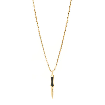 David Yurman 18K Yellow Gold Forged Carbon Dagger Amulet Pendant Necklace 1 of 5