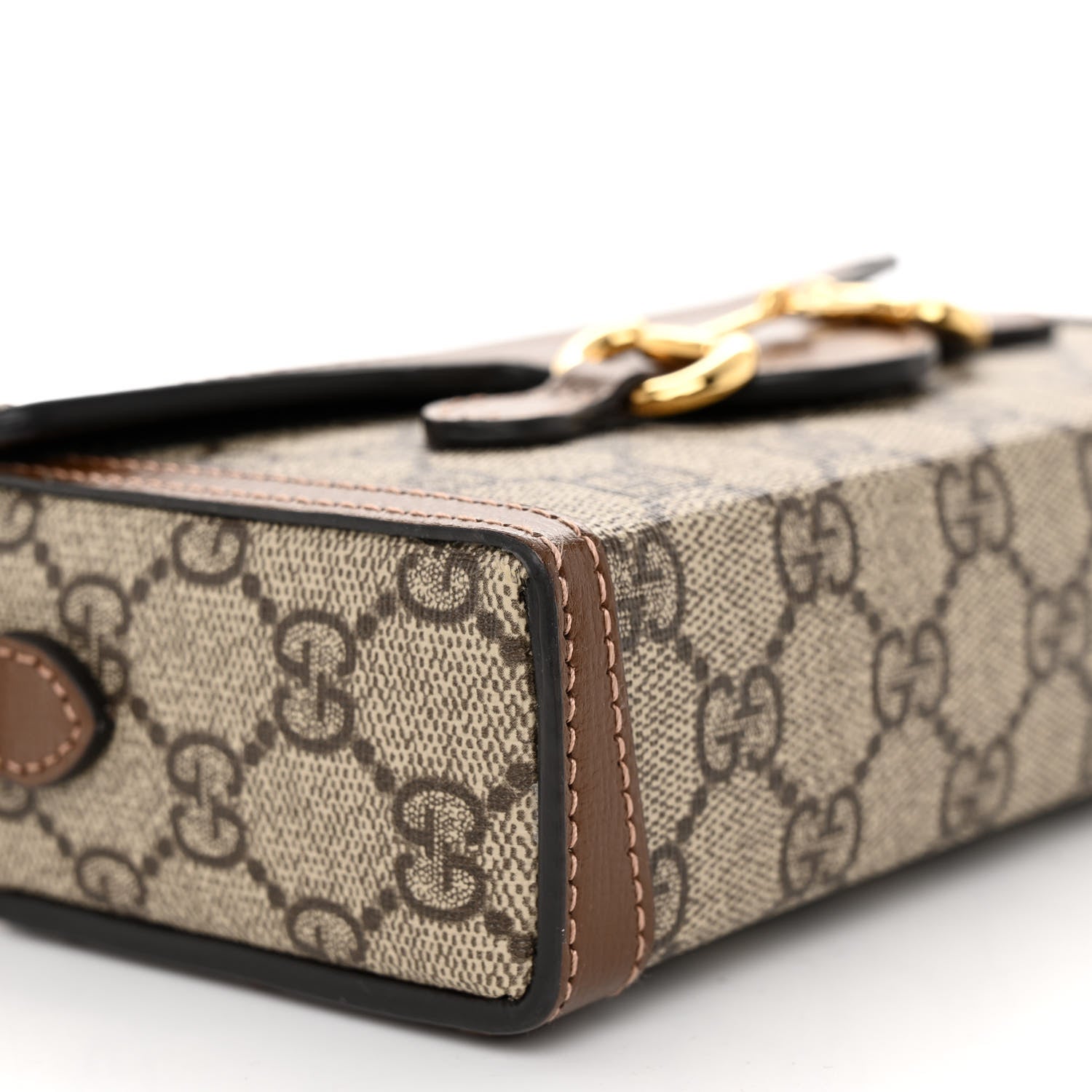 Gucci GG Supreme Monogram Mini Horsebit 1955 Shoulder Bag Beige Brown Sugar 9 of 10