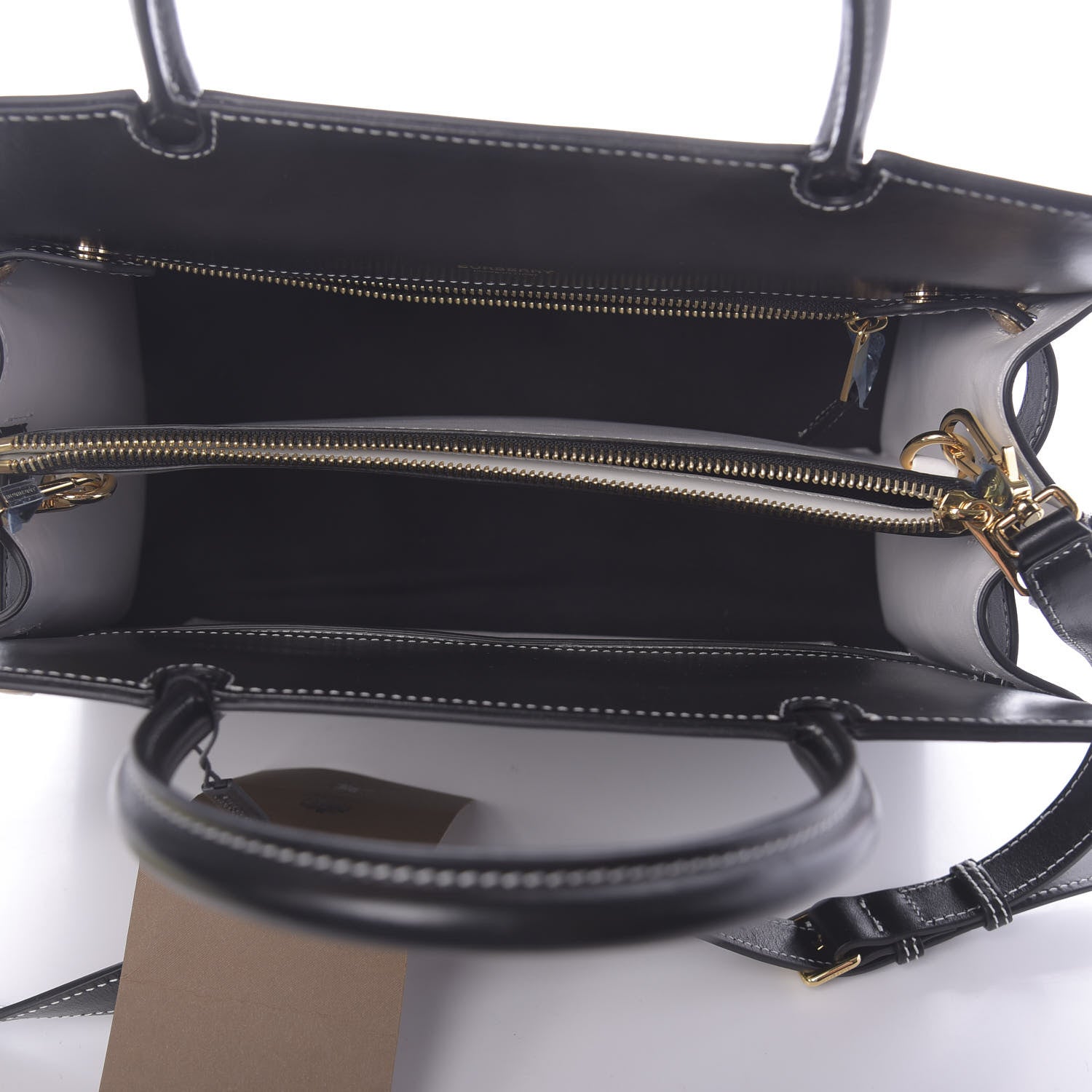 Burberry Calfskin Small Two Handle Title Bag Black 6 of 10
