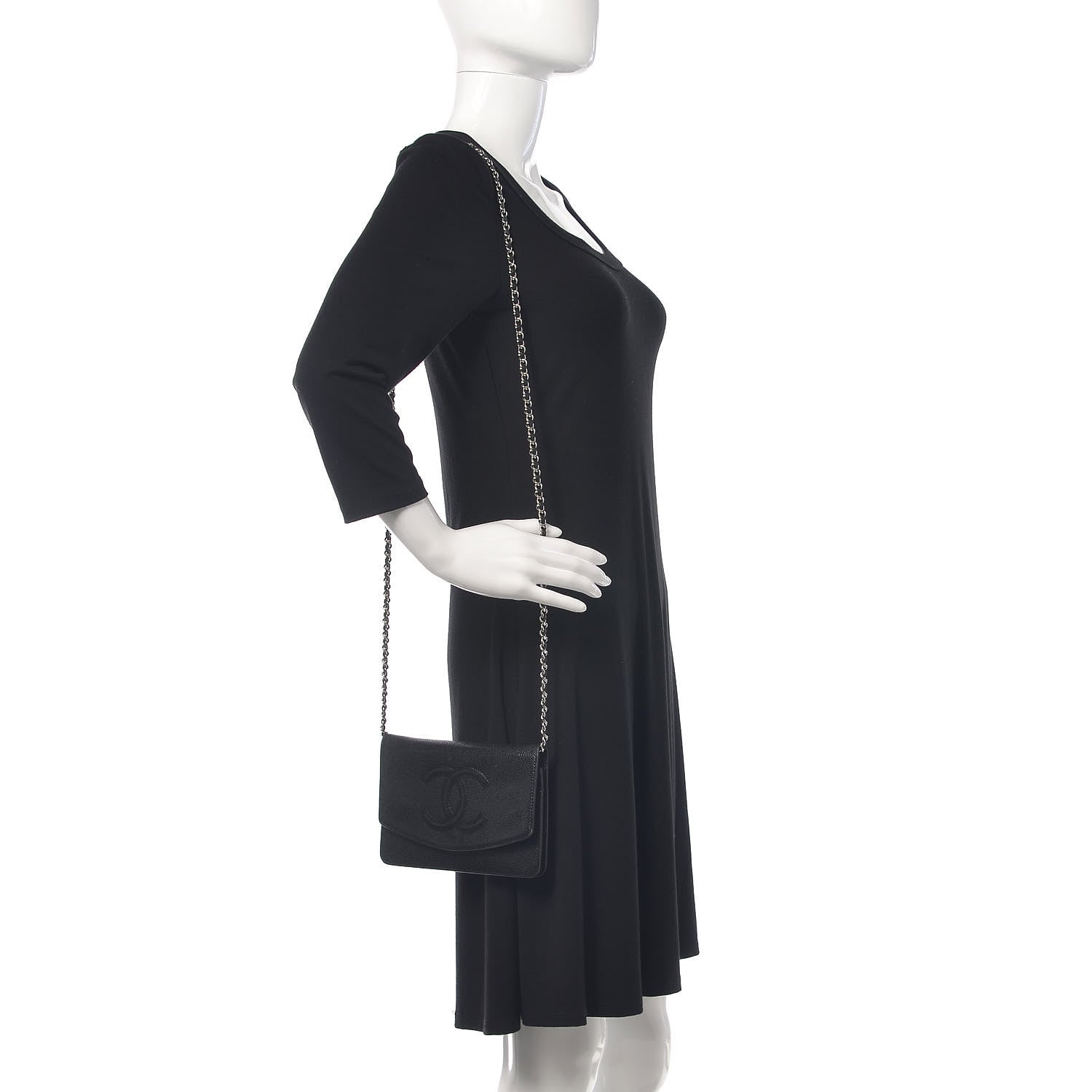 Chanel Caviar Timeless CC Wallet On Chain WOC Black 2 of 13