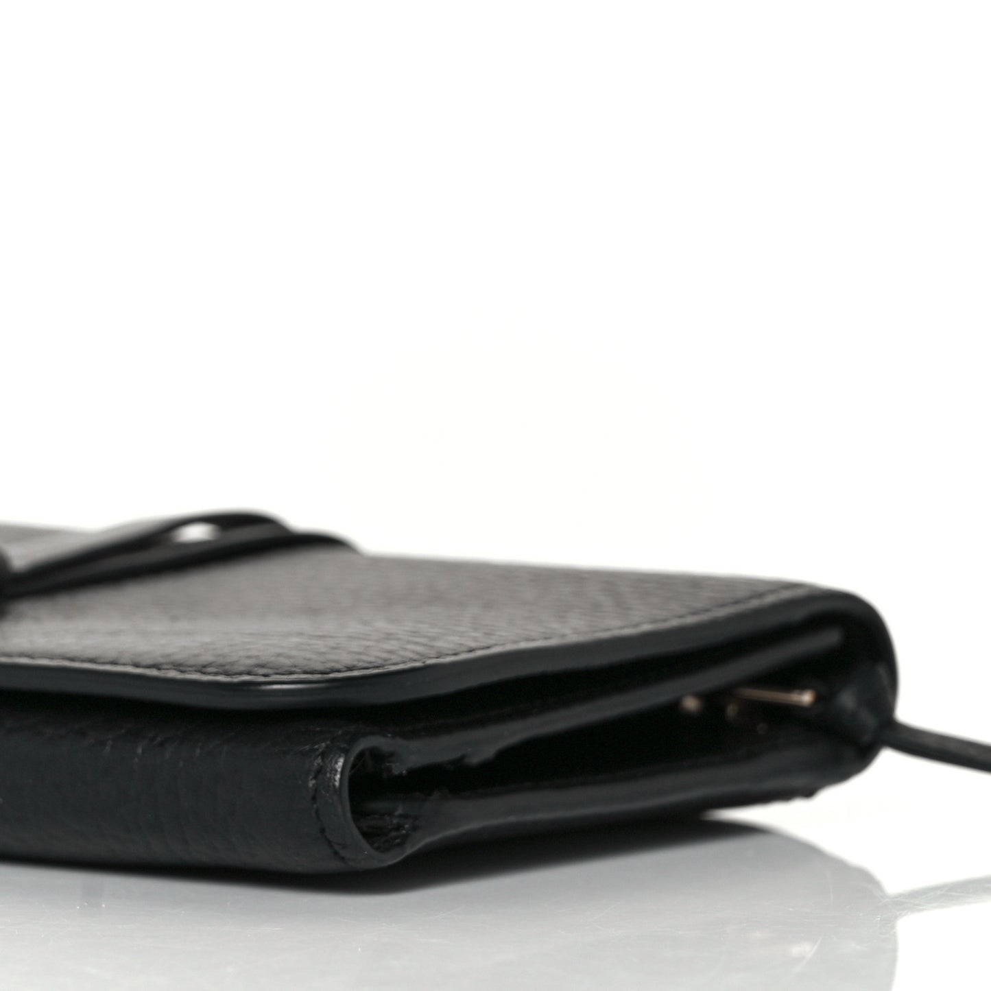 Grained Calfskin Alphabet Compact Wallet Black