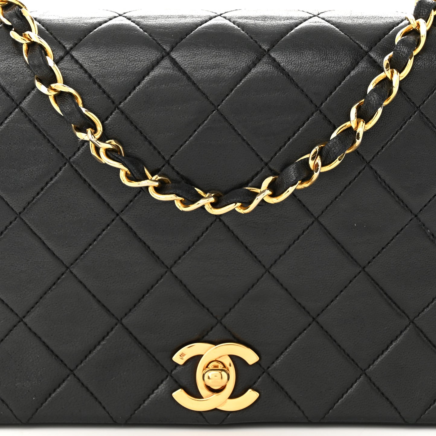 Lambskin Quilted Small Single Flap Black