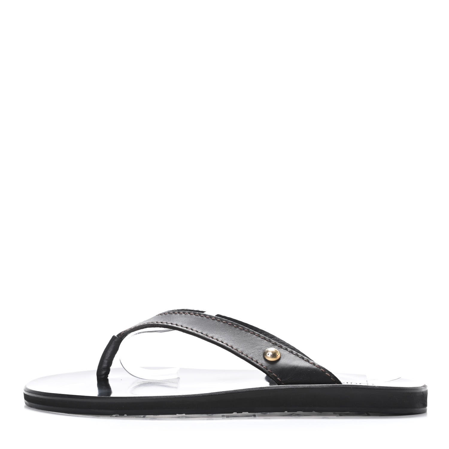 Louis Vuitton Calfskin Mens Thong Sandals 8 Black 1 of 6