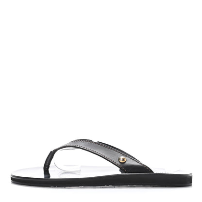 Louis Vuitton Calfskin Mens Thong Sandals 8 Black 1 of 6