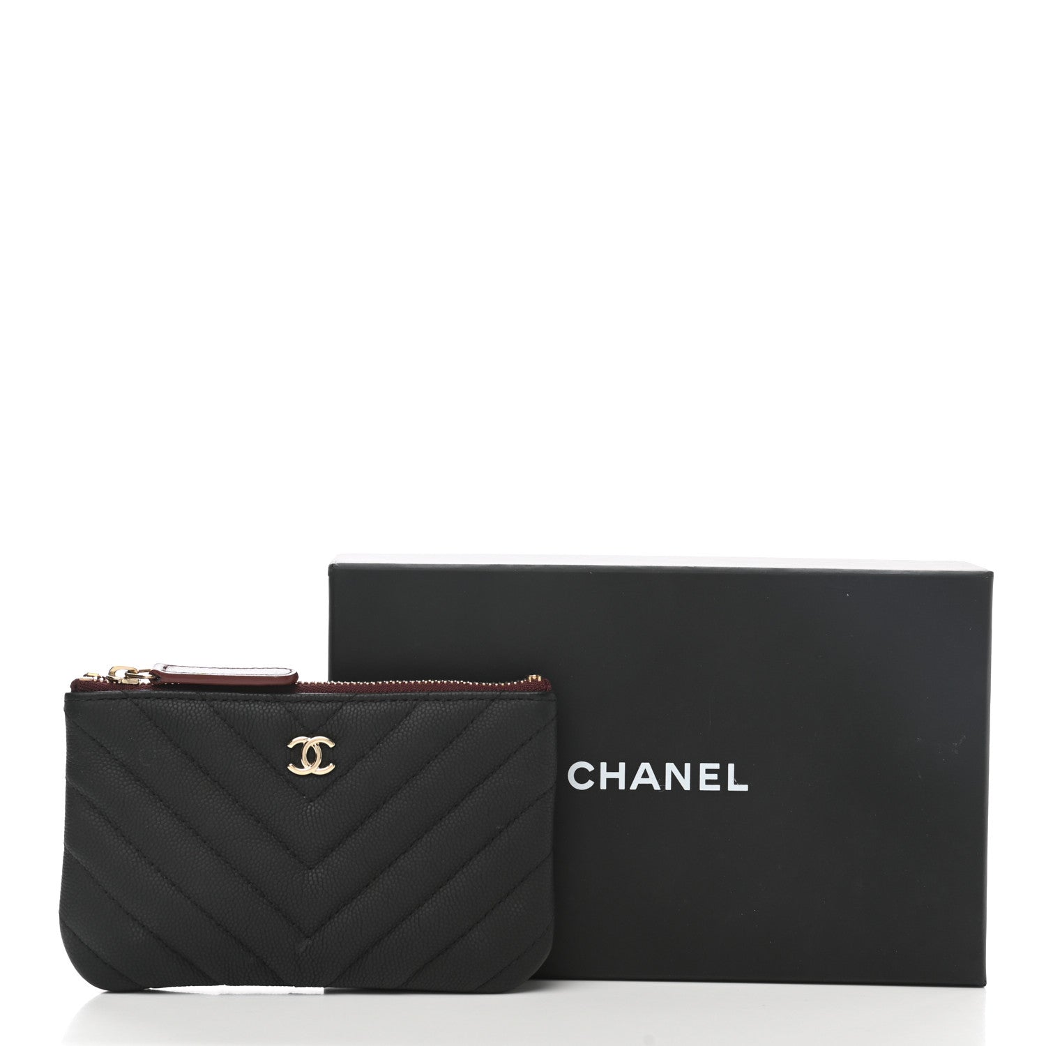 Chanel Caviar Chevron Quilted Small Cosmetic Case Black 8 of 8