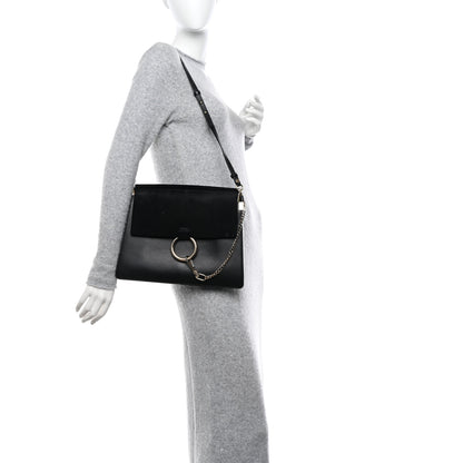 Chloe Suede Calfskin Medium Faye Shoulder Bag Black 2 of 16