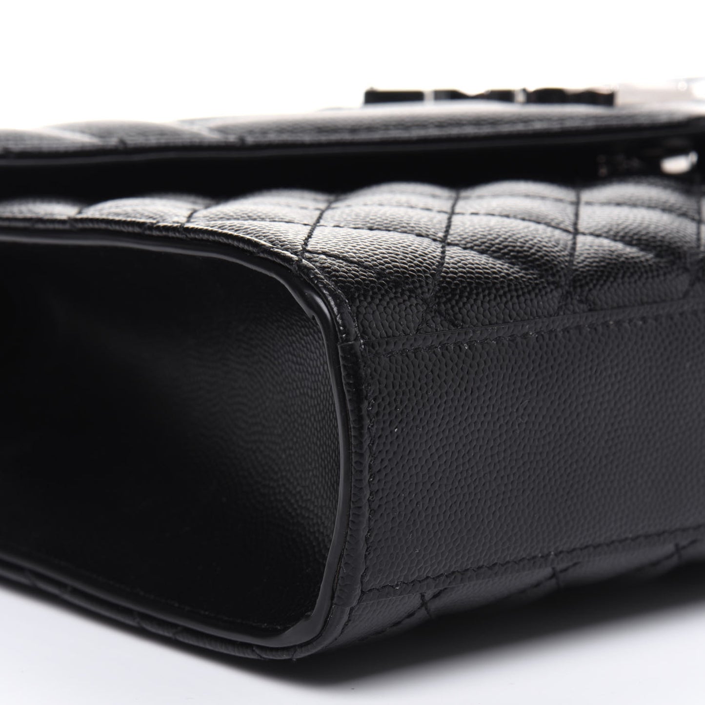 Grain De Poudre Textured Mixed Matelasse Triquilt Medium Monogram Satchel Black