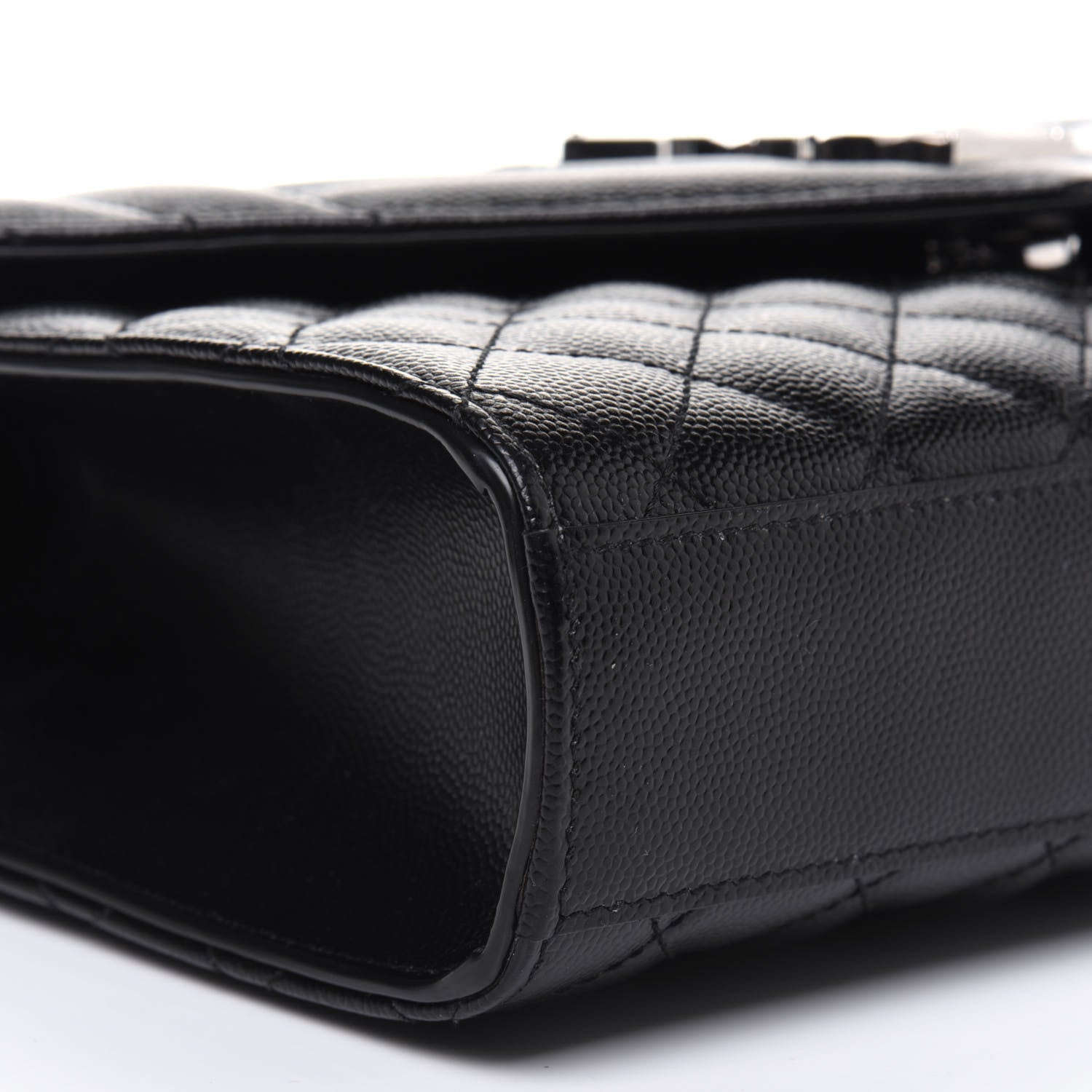 Saint Laurent Grain De Poudre Textured Mixed Matelasse Triquilt Medium Monogram Satchel Black 12 of 16