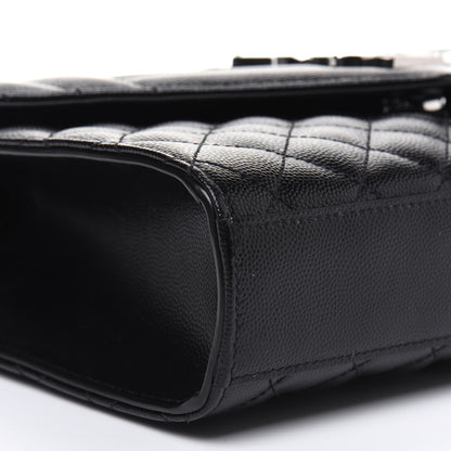 Saint Laurent Grain De Poudre Textured Mixed Matelasse Triquilt Medium Monogram Satchel Black 12 of 16