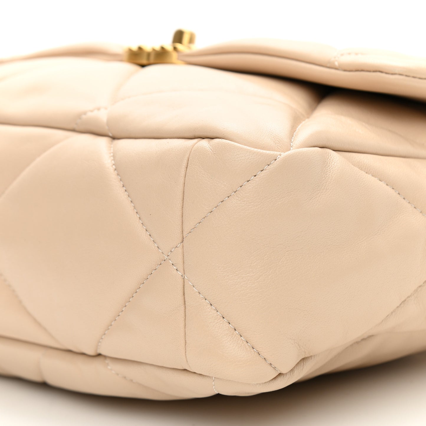 Lambskin Quilted Large Chanel 19 Flap Beige