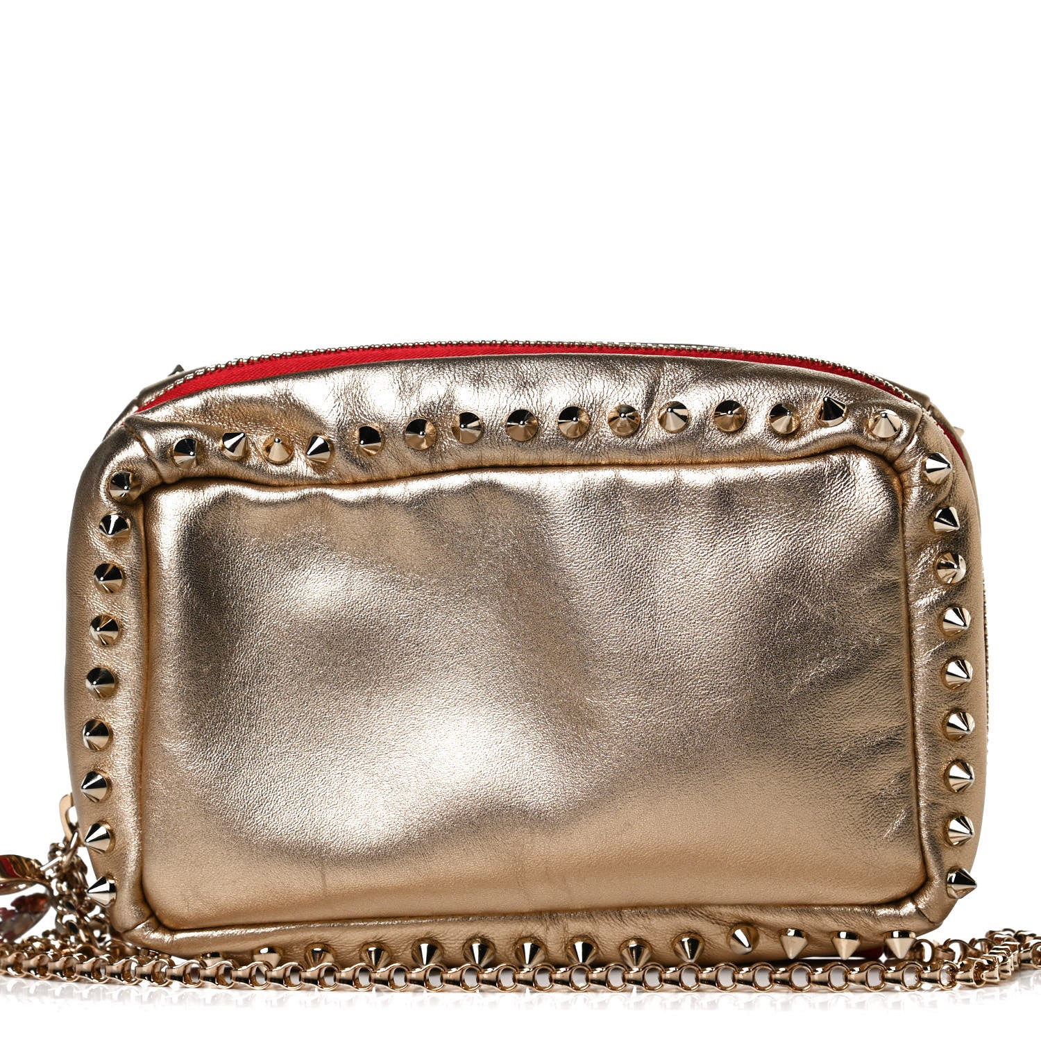 Christian Louboutin Metallic Nappa Spikes Piloutin Chain Pochette Gold 6 of 14