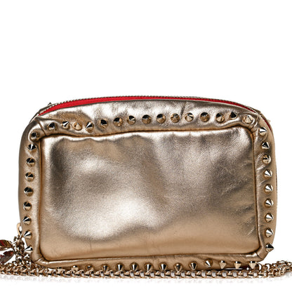 Christian Louboutin Metallic Nappa Spikes Piloutin Chain Pochette Gold 6 of 14