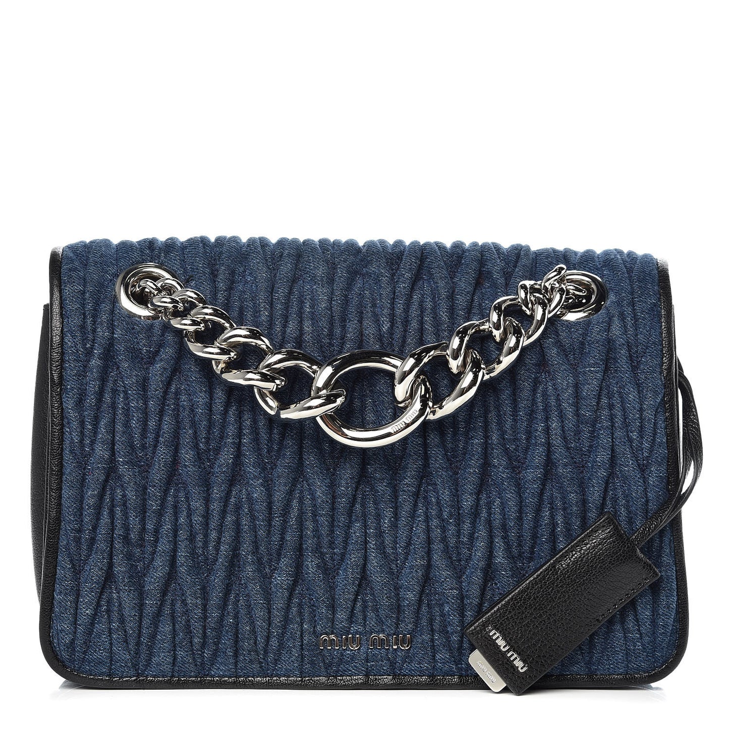Denim Matelasse Shoulder Bag Blue