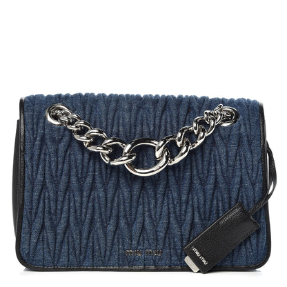 Miu Miu Denim Matelasse Shoulder Bag Blue 1 of 9