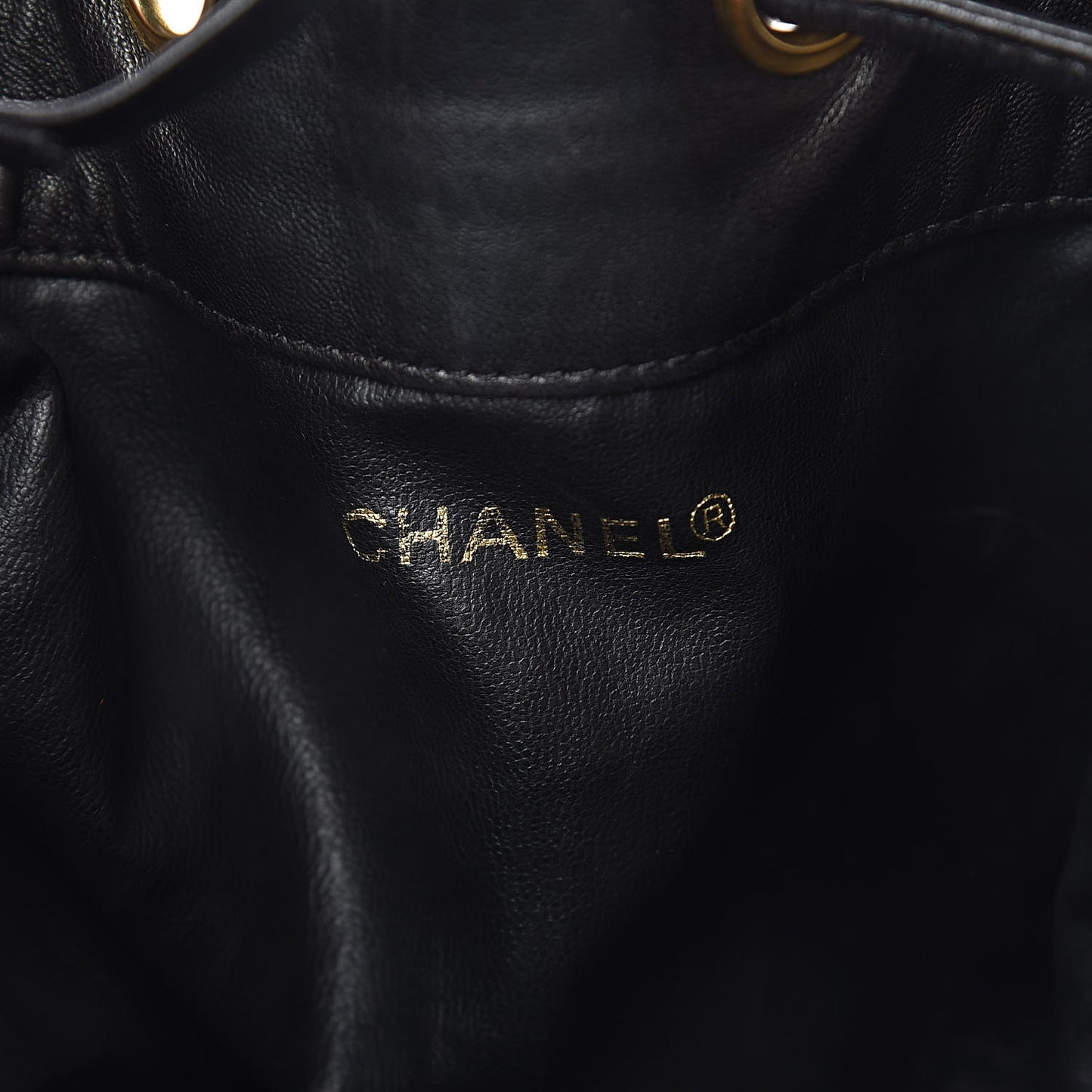 Lambskin CC Drawstring Shoulder Bag Black