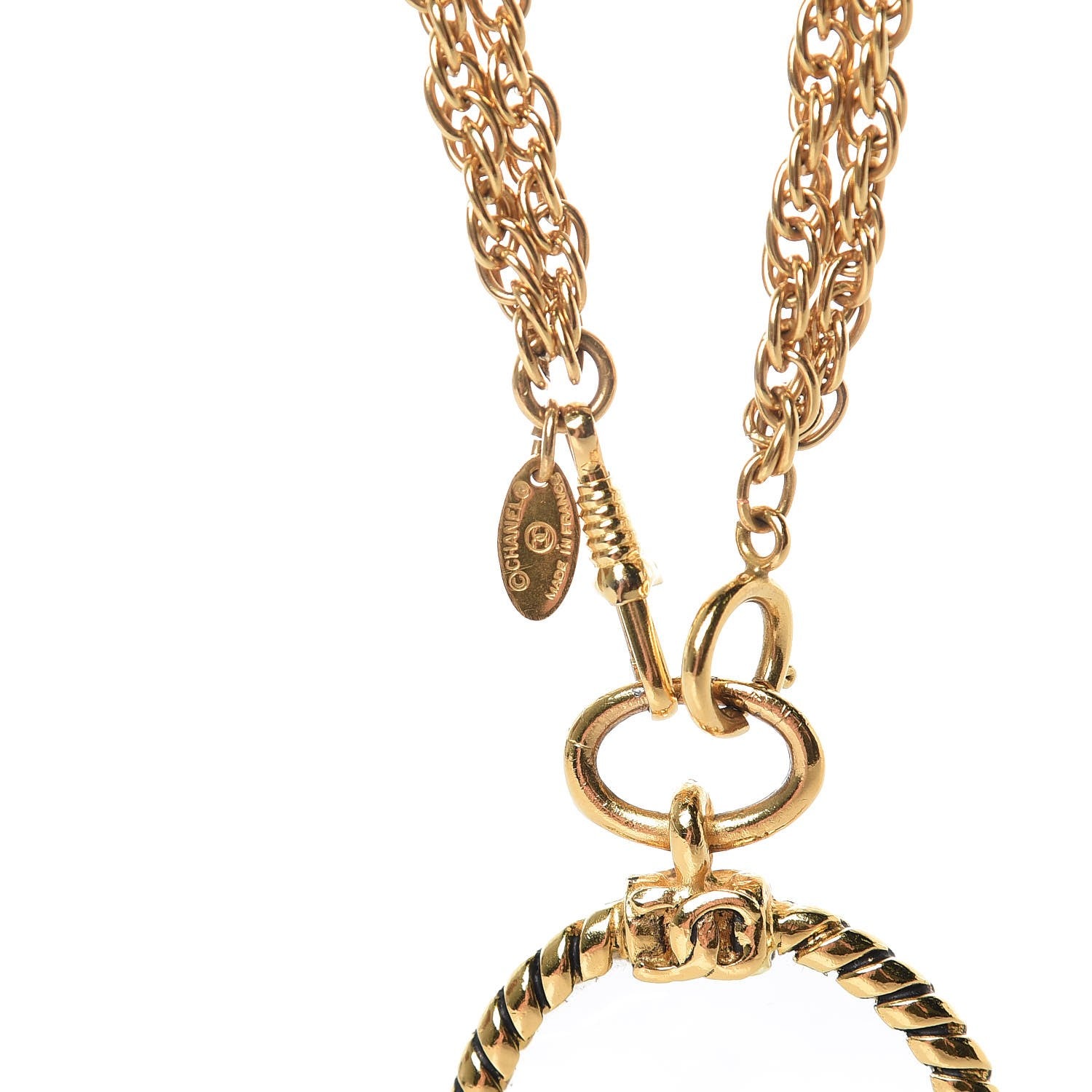 Chanel Loupe Magnifying Glass Double Chain Necklace Gold 5 of 6
