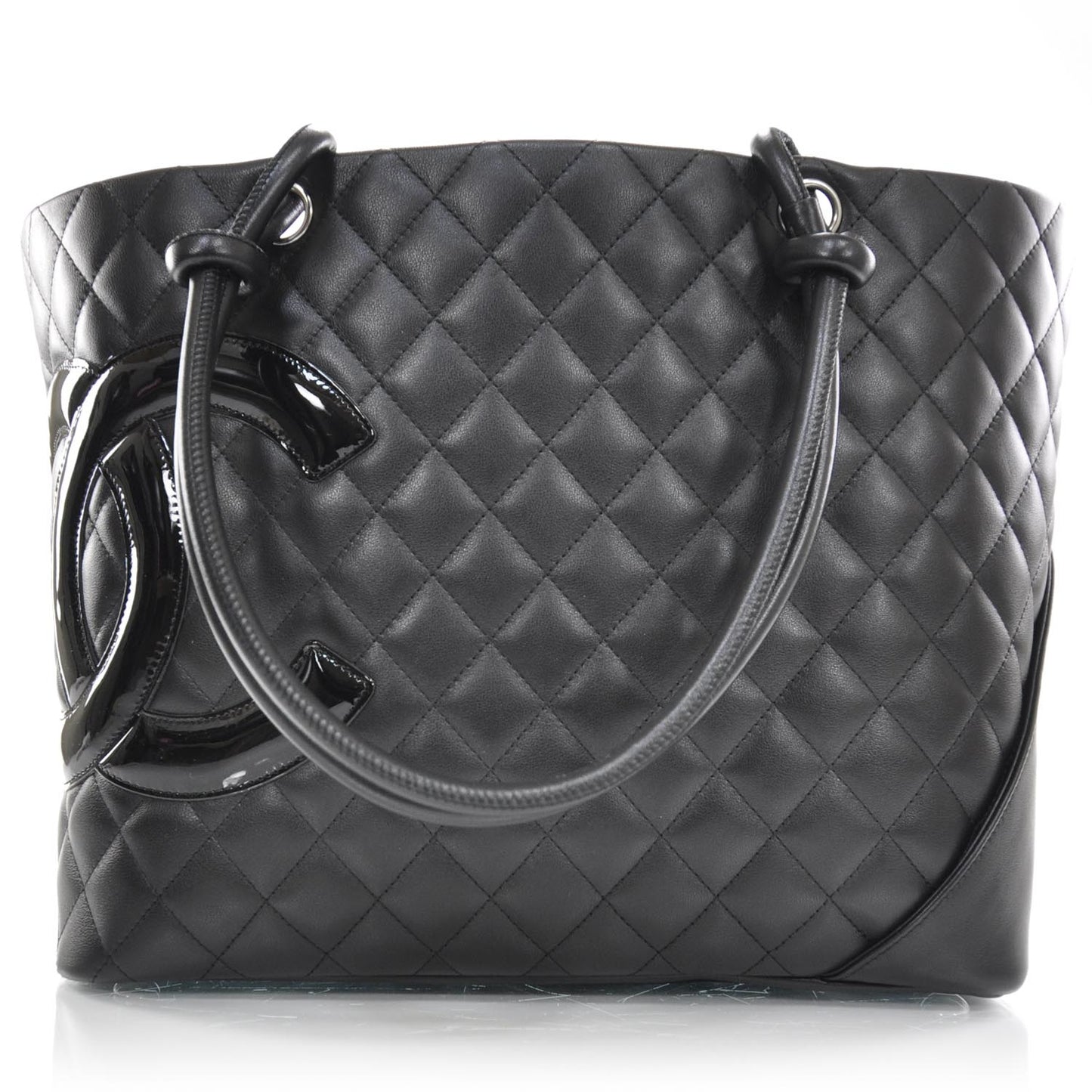 Calfskin Quilted Large Cambon Tote Black